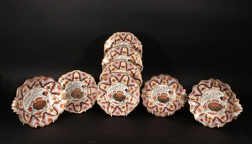 British Porcelain English Porcelain Part Dessert Japan Pattern Service, Hammersley Factory, 19th Century $1,950