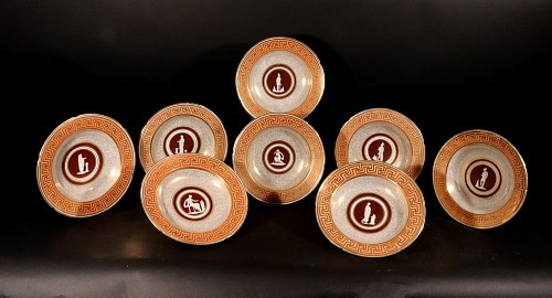 Inventory:  Coalport Factory, Regency Coalport Porcelain Neo-classical Set of Eight Soup Plates, 1800-1810, $3,250