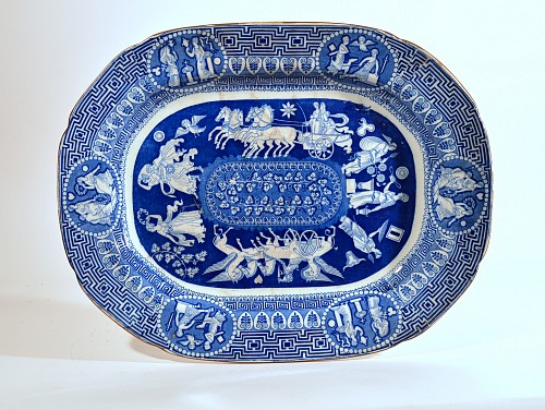 Inventory:  Herculaneum, Herculaneum Neo-classical Greek Pattern Blue Printed Large Dish, 1815, $2,250