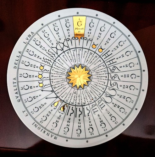 Inventory:  Piero Fornasetti, Vintage Piero Fornasetti Porcelain Astronomici Plate, #4, 1955, $550
