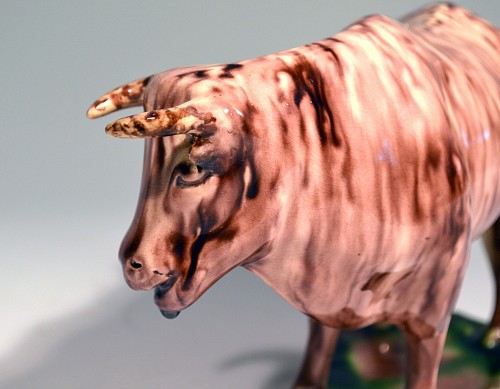Inventory:  Creamware Pottery, Rare Whieldon-type Rare Lead-glaze Creamware Model of a Cow, Circa 1765-75, $3,500