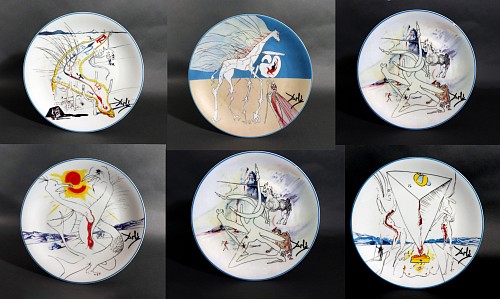Inventory:  Salvador Dali, Limoges Transfer-Printed Porcelain Cabinet Plates Designed by Salvador
Dali- ''Le Conquete du Cosmos '' , A Set of Six, 1970s, $2,000