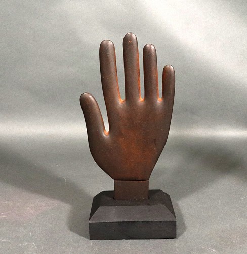 Inventory:  Folk Art, 19th Century Folk Art Wooden Hand Glove Stretcher, 1880-1900, SOLD •