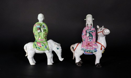 Inventory:  Chinese Export Porcelain, Chinese Export Porcelain Taoist Immortal Figures Mounted on the Back of Animals, 1780, $25,000
