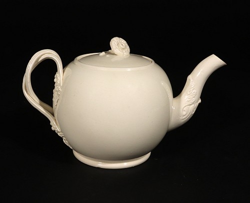 Inventory:  Creamware Pottery, English 18th-century Plain Creamware Teapot and Cover, 1780, $1,800