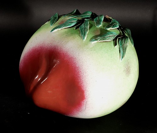 Inventory:  Chinese Export Porcelain, Chinese Export Porcelain Trompe L'oeil Giant Peach Altar Fruit, Second Half 19th Century, $3,000
