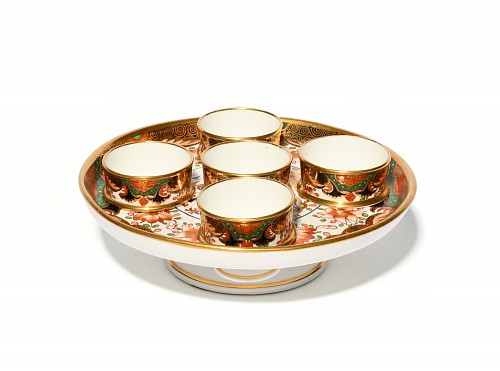 Inventory:  Spode Factory, Spode Porcelain 967 pattern Egg Cups and Holder, 1810, SOLD •