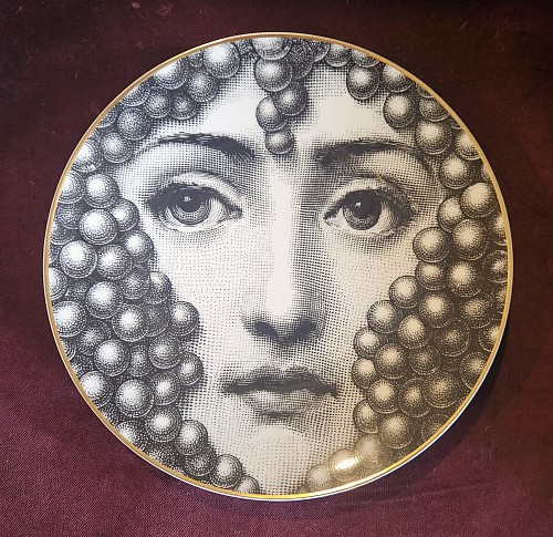 Inventory:  Piero Fornasetti, Piero Fornasetti Rosenthal Porcelain Themes And Variations Plate, Lady Bacchus, Motiv Number 25, 1980s, $795