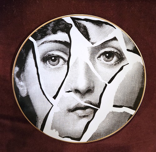 Inventory:  Piero Fornasetti, Rosenthal Porcelain Surreal Themes & Variations Plate For Piero Fornasetti, Cracked Ice Design, Motiv 23, 1980s, $795