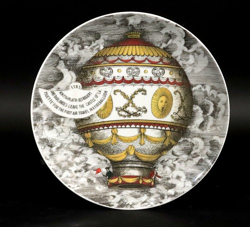 Piero Fornasetti Piero Fornasetti Porcelain Hot Air Balloon Plate, Mongolfiere Pattern, Rosenthal Motiv 2, 1980 $650