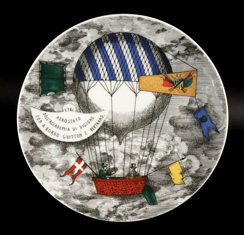 Piero Fornasetti Piero Fornasetti Porcelain Hot Air Balloon Plate, Mongolfiere Pattern, Rosenthal, Motiv 1, 1980 $650