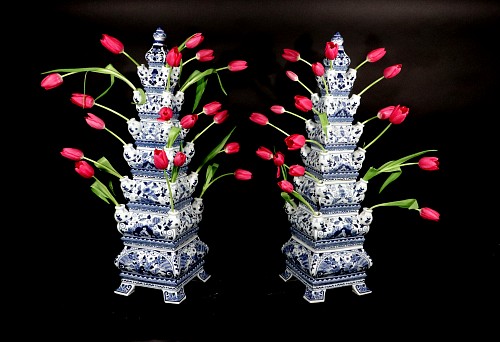 Chinese Porcelain Porcelain Large Underglaze Blue Tulipiere Vases, Chinese $4,500