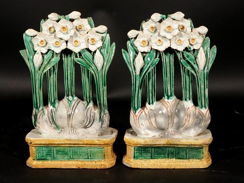 Chinese Porcelain Chinese Pottery Sancai-glazed Flowering Narcissus Sculpture, Ming Period