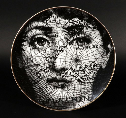 Piero Fornasetti Piero Fornasetti Rosenthal Porcelain Themes & Variation Plate, Map Pattern, Motiv 31, with Original Box, 1980s $785