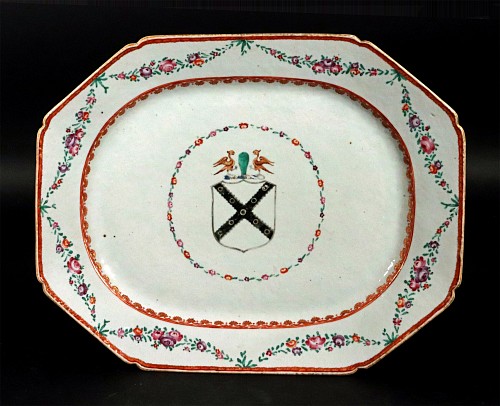 Inventory:  Chinese Export Porcelain, Chinese Export Porcelain Large Armorial Dish, Arms of Leeke, 1770, SOLD •
