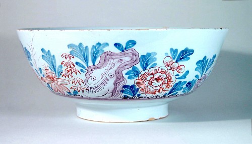 Bristol Delftware 18th-century English Bristol Delftware Chinoiserie Polychrome  Bowl, Circa 1760 $950