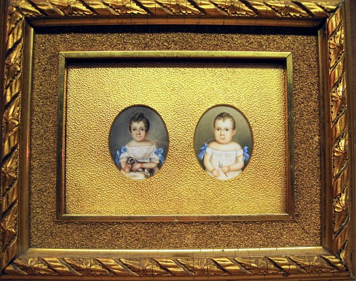 Portrait Miniature Double Portrait Miniatures of Children-A Brother & Sister., Circa 1840 $1,850