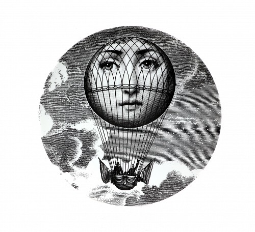 Inventory:  Piero Fornasetti, Vintage Fornasetti Porcelain Themes & Variation Plate, #93, SOLD •