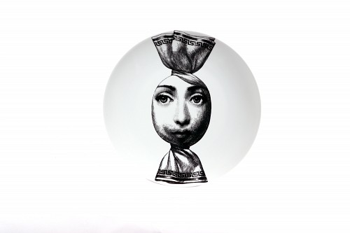 Inventory:  Piero Fornasetti, Vintage Fornasetti Porcelain Themes & Variation Plate #262, The Amaretti Cookie Wrapper, Barnaba Fornasetti, Fornasetti Studio., SOLD •