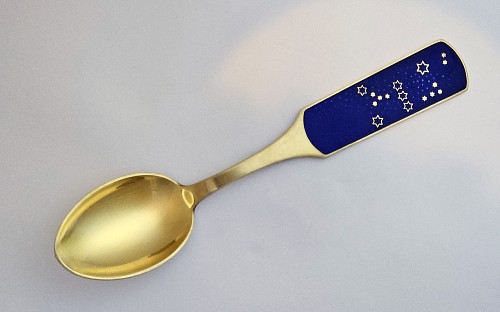 Inventory:  Michelsen, Anton Michelsen Sterling Silver Gilt Christmas Spoon for 1964 Designed by Inger Hanmann, 1964, SOLD •