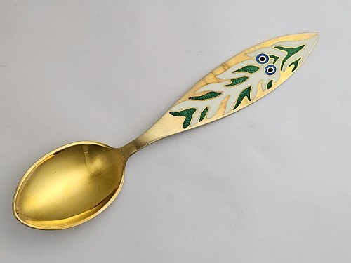 Inventory:  Michelsen, Anton Michelsen Sterling Silver Gilt Christmas Spoon for 1970 designed by The Illustrator Mogens Zieler, 1970, SOLD •