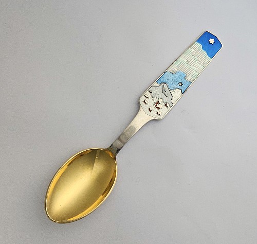 Michelsen Anton Michelsen Sterling Silver Gilt Christmas Spoon for 1963 Designed by Carsten FrÃ¶lich, 1963 SOLD •