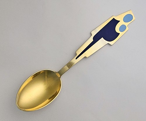 Inventory:  Michelsen, Anton Michelsen Sterling Silver Gilt Christmas Spoon for 1962 Designed by The Architect Carl R. Frederiksen, 1962, SOLD •