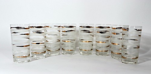 Inventory:  Vintage, Mid-Century Modern Fred Press Vintage Glasses-Set of Seven, 1950s-60s, $250