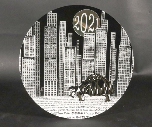 Piero Fornasetti Fornasetti Atelier Ceramic Calendar Plate for 2021- Skyscrapers with Original Box, 2021 $550