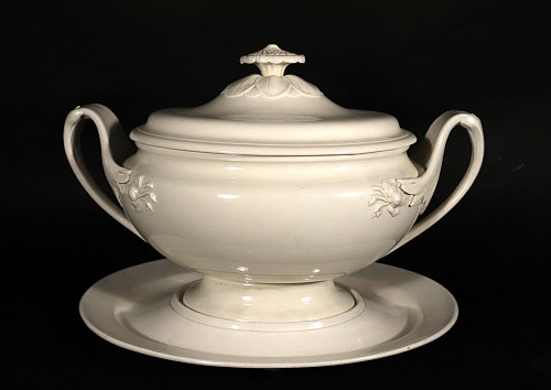Inventory:  Creamware Pottery, 18th-century Wedgwood Creamware Soup Tureen, Cover & Stand, 1790-1800, $3,500