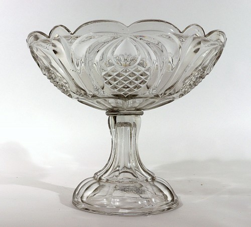 Inventory:  American Glass, Boston & Sandwich American Pressed Glass Compote with Pineapple Pattern, 1860, $850