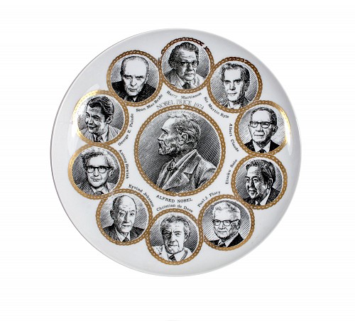 Inventory:  Piero Fornasetti, Piero Fornasetti Porcelain Nobel Peace Prize Plate, 1974, $350