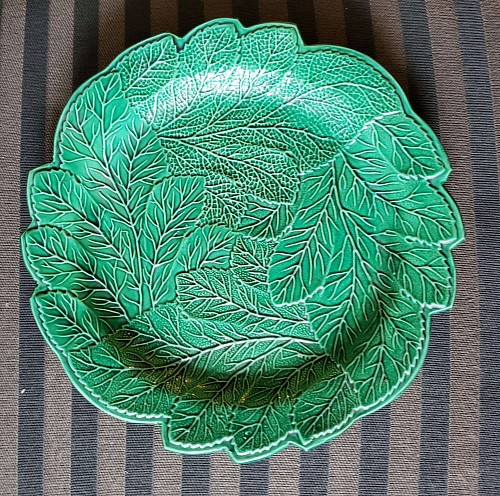 Inventory:  Pearlware, English Pottery Green-glazed Leaf Plate, Brameld, Yorkshire, Circa 1820, $375
