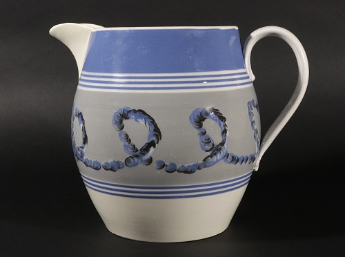 Mocha Large English Pearlware Mocha Earthworm Jug, Staffordshire or Northern England, 1820 $2,500