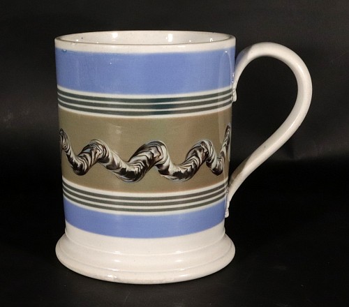 Inventory:  Mocha, English Pottery Large Mocha Earthworm Tankard, 1820, $1,250
