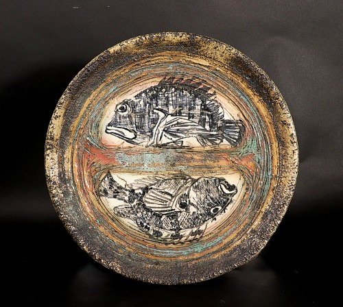 Mid-century Modern Studio Pottery Double Fish Dish, Dated 2003, 2003 $800