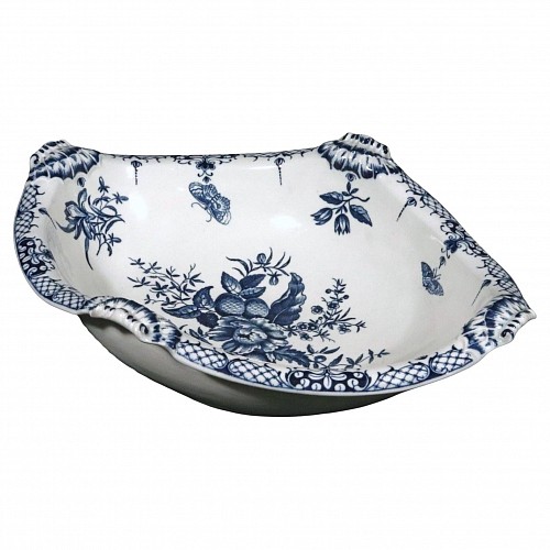 First Period Worcester Porcelain First Period Worcester Porcelain Pine Cone Pattern Shaped Basin, 1770 $1,800
