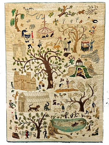 Inventory:  American Textile, 1930's Needlepoint Silkwork Large Picture of Central Park, 1930s, $10,500