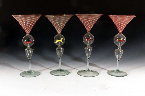 Bimini Glass Art Deco Bimini Animal Martini Cocktail Glasses- Set of Four, 1925-35 $1,500