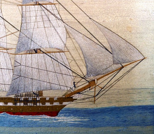 Sailor's Woolwork British Sailor's Large Woolwork of Royal Navy Ship, 1865-75 $6,250