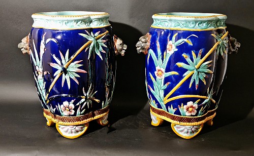 Inventory:  French Faience, French Majolica Large Urns- A Pair, 1880, $7,500