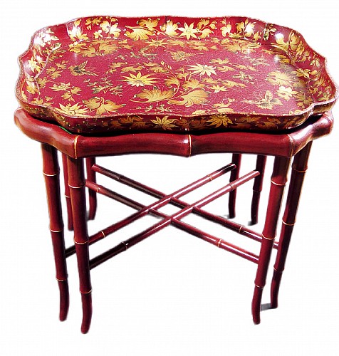 Inventory:  Henry Clay, Burgundy Papier-mÃ¢chÃ© Lacquered Tray and Base by Henry Clay, Circa 1815, $6,500