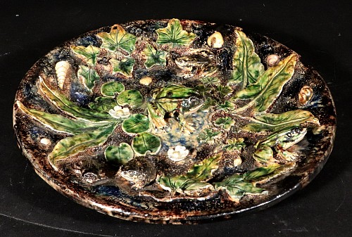 Majolica French Majolica Palissy Dish Frogs amongst Lilies, LÃ©on Brard, 1890 $3,500