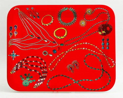 Inventory:  Piero Fornasetti, Fornasetti Large Jewelry Metal Tray, Collane Pattern (Necklaces), Atelier Fornasetti, 1980s-1990, $3,000