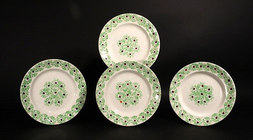 British Pottery Antique English Pottery Spatterware Plates- A Set of Four, 19th Century $500