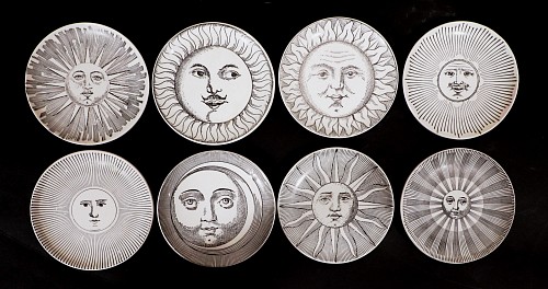 Inventory:  Piero Fornasetti, Piero Fornasetti Black & White Soli e Lune Set of Coasters, 1955-60s, $1,250