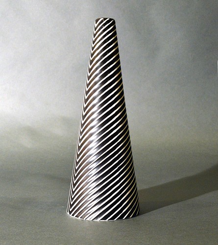 Stig Lindberg Stig Lindberg Stoneware Conical Vase, Domino Series, Black/White, 1954 $750