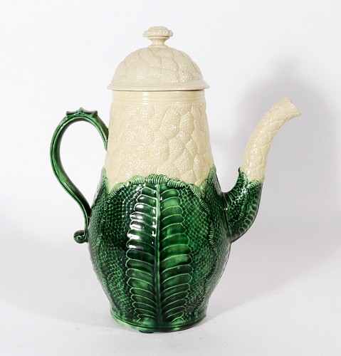 Creamware Pottery English Staffordshire Creamware Pottery Cauliflower Coffee Pot and Cover, 1765 $2,250
