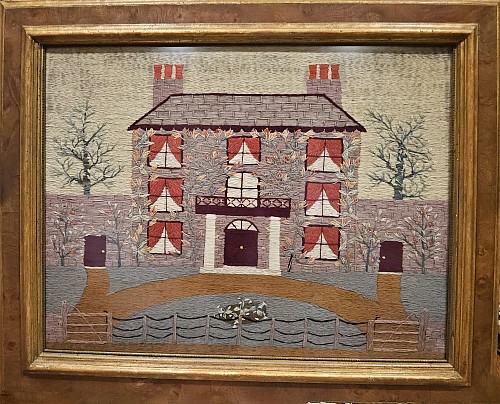 Inventory:  Sailor's Woolwork, Massive British Wolwork Picture of House, 1860-80, $7,500