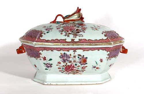 Inventory:  Chinese Export Porcelain, Chinese Export Porcelain Famille Rose Botanical Soup Tureen & Cover, 1780, $5,000